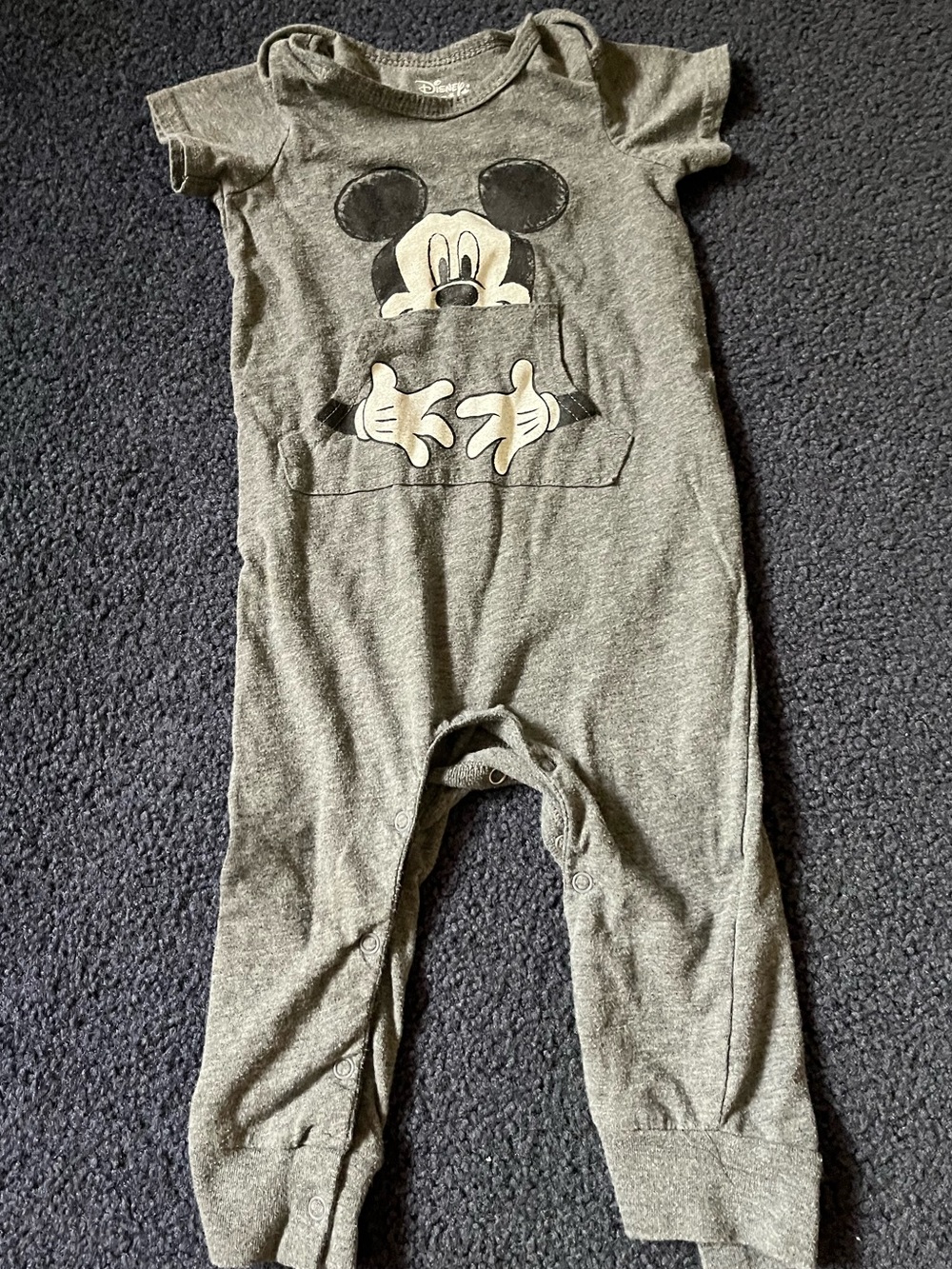 Disney Gray Mickey Mouse Pocket Romper